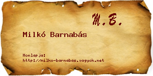 Milkó Barnabás névjegykártya