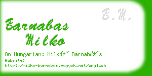 barnabas milko business card